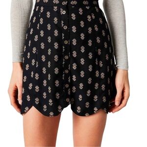 Urban Outfitters Cooperative Black Button Front Scalloped Mini Skirt